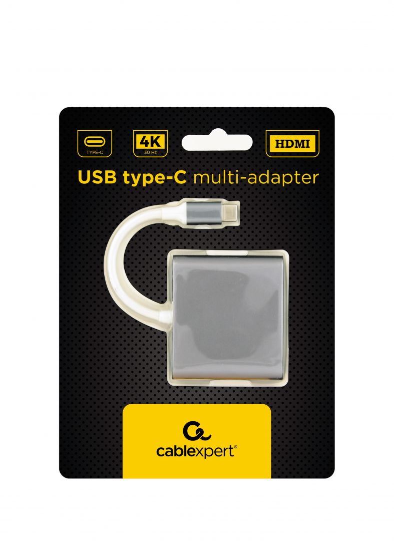Gembird A-CM-HDMIF-02-SG USB Type-C 3-in-1 Multi-Port Adapter Space Grey - Image 2