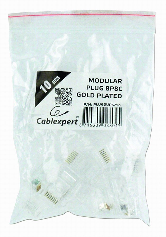 Gembird RJ45/PLUG3UP6/10 Modular plug 8P8C 6u Gold plated 10 pcs per bag - Image 2