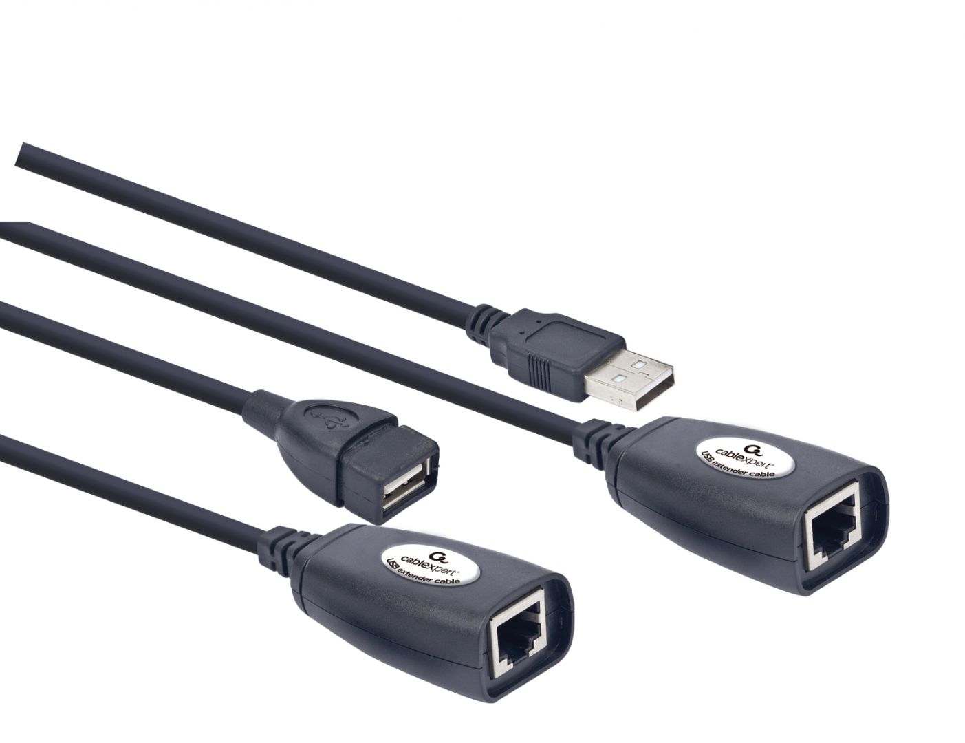 Gembird USB extender CAT5e data cable 30m Black - Image 1