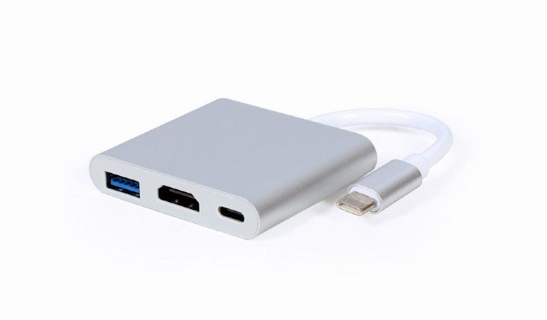Gembird A-CM-HDMIF-02-SV USB type-C multi-adapter Silver - Image 1