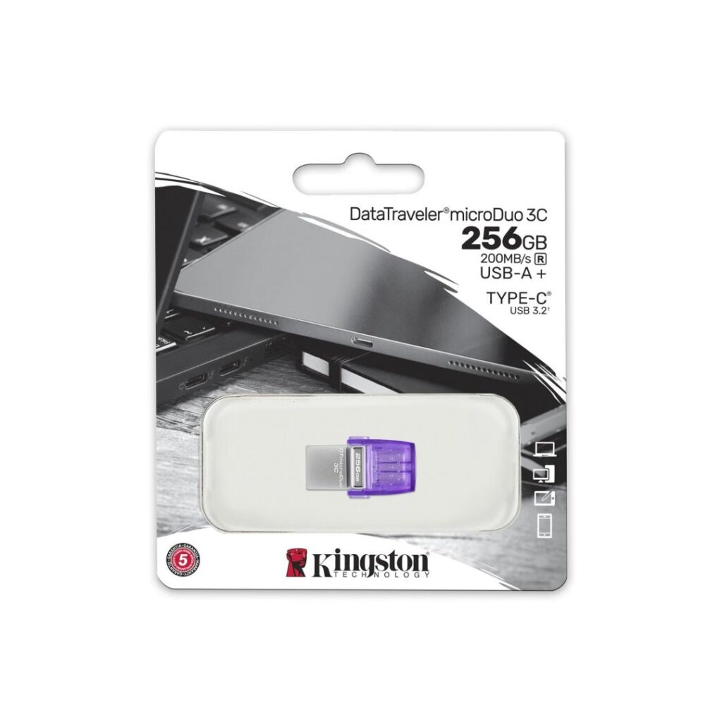 Kingston 256GB DT microDuo 3C USB3.2 Silver/Purple - Image 3