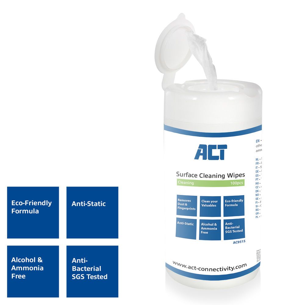 ACT AC9515 Surface Cleaning Wipes 100db - Image 3