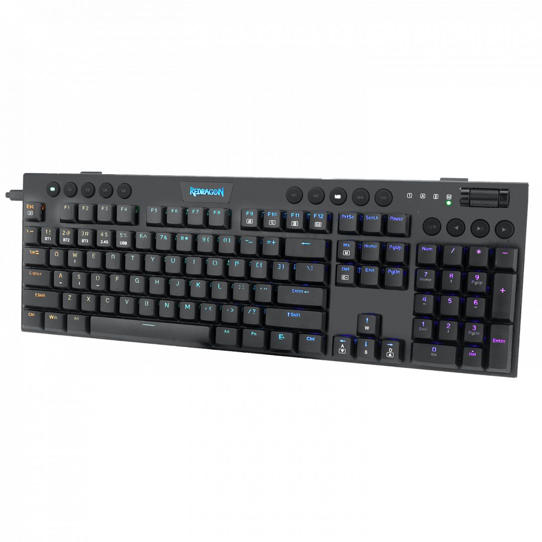 Redragon Horus, wired&2.4G&BT mechanical Keyboard, RGB, blue switch Black HU - Image 1
