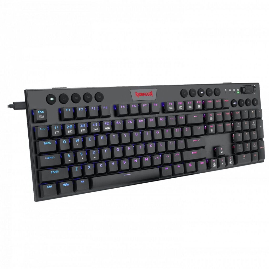 Redragon Horus, wired&2.4G&BT mechanical Keyboard, RGB, blue switch Black HU - Image 7