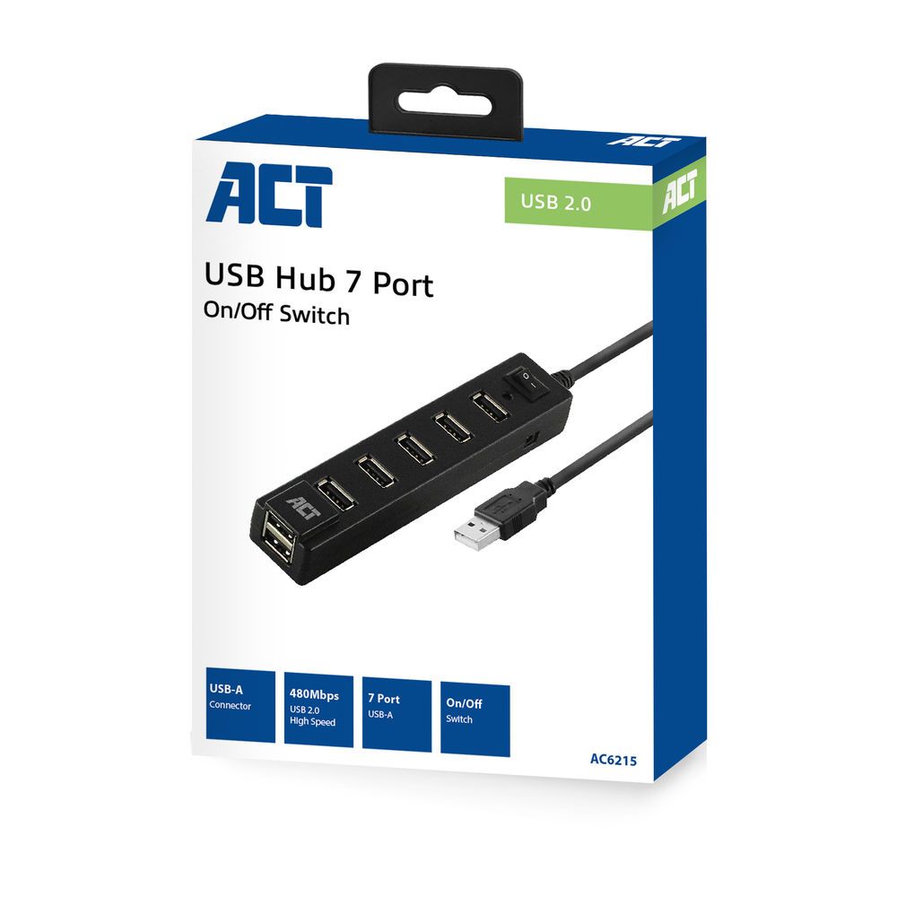 ACT AC6215 USB Hub 7 port with on and off switch - Image 2