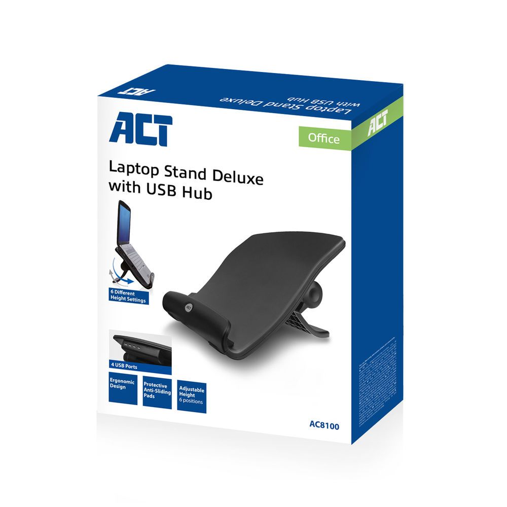 act-ac8100-laptop-stand-up-to-17-adjustable-height-6-positions-4-port-hub_4.jpg ACT AC8100 Laptop állvány 17" méretig állítható magasság (6 pozícióban) 4 portos hub - Image 4