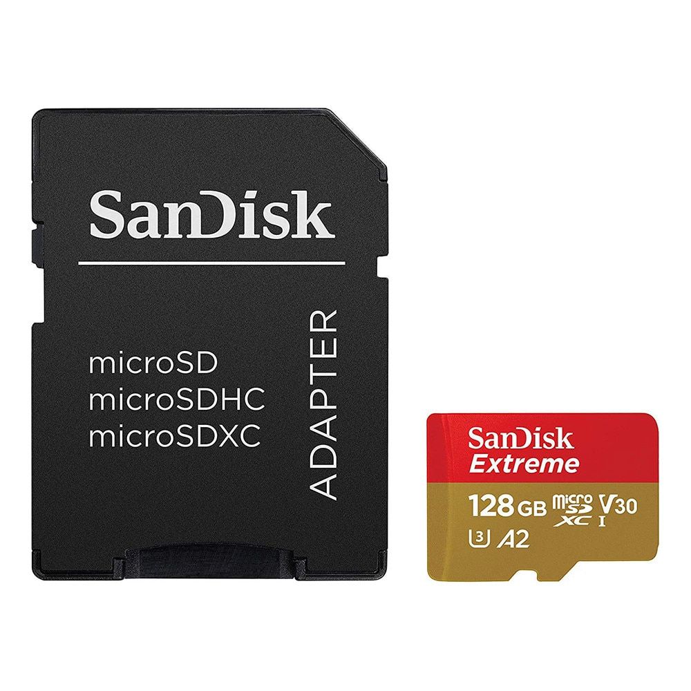 Sandisk 128GB microSDXC Class 10 U3 V30 A2 Extreme + adapterrel - Image 1