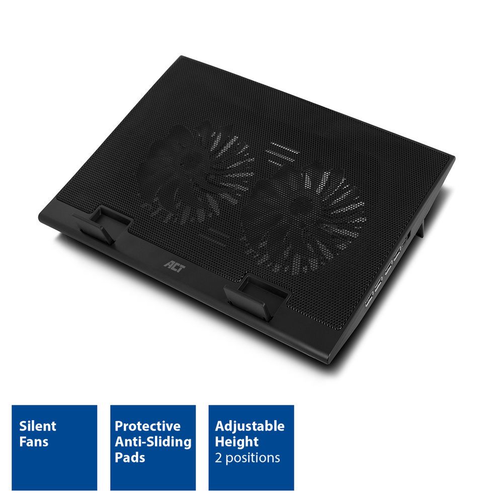 ACT AC8105 Laptop hűtőállvány 17"-ig állítható magasság (2 pozícióban) 4 portos hub - Image 2