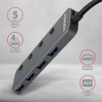 AXAGON HUE-MSA USB3.2 Hub 4-port metal Silver - Image 2