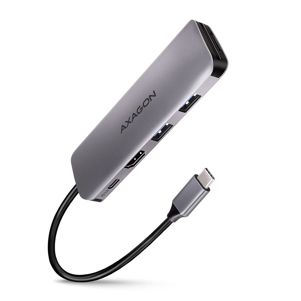 AXAGON HMC-5 Superspeed USB-C Speedster 5H HUB Silver - Image 1