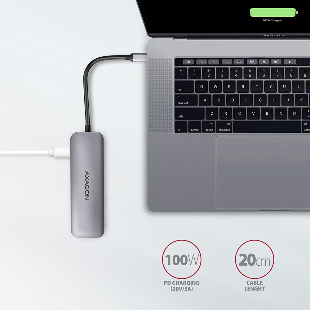 AXAGON HMC-5 Superspeed USB-C Speedster 5H HUB Silver - Image 5