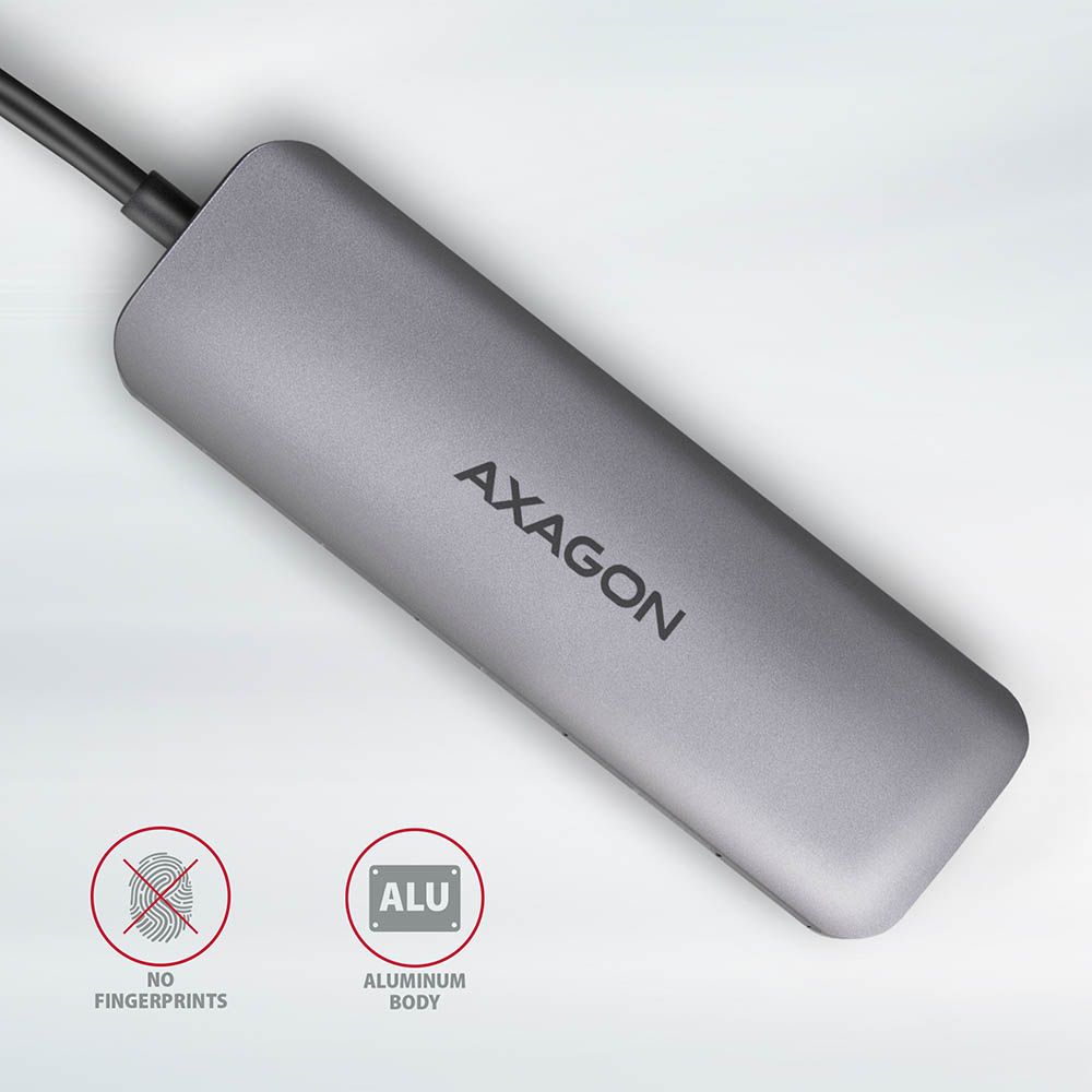 AXAGON HMC-5 Superspeed USB-C Speedster 5H HUB Silver - Image 8