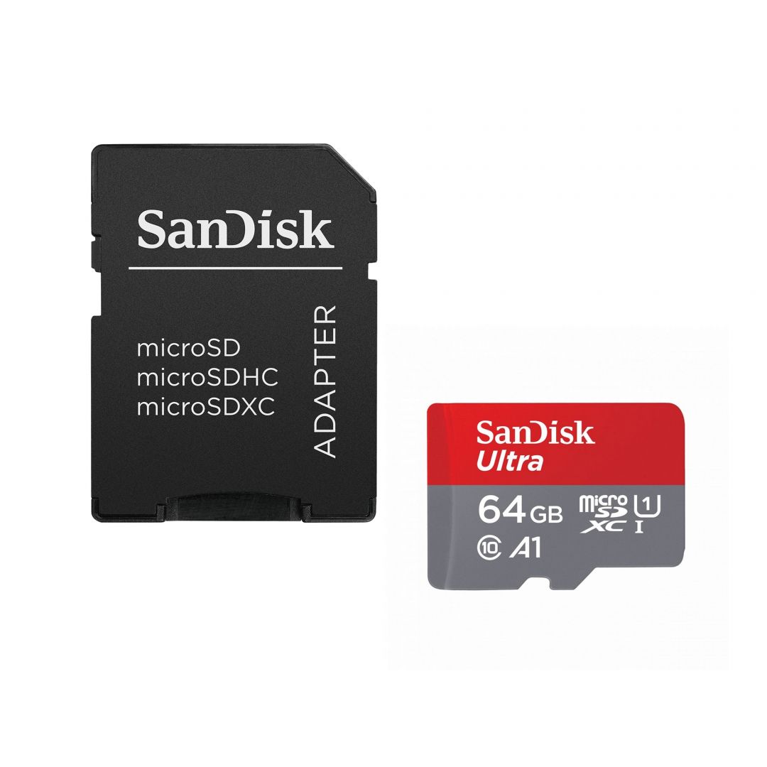 Sandisk 64GB microSDXC Ultra Class 10 UHS-I A1 + adapterrel - Image 1