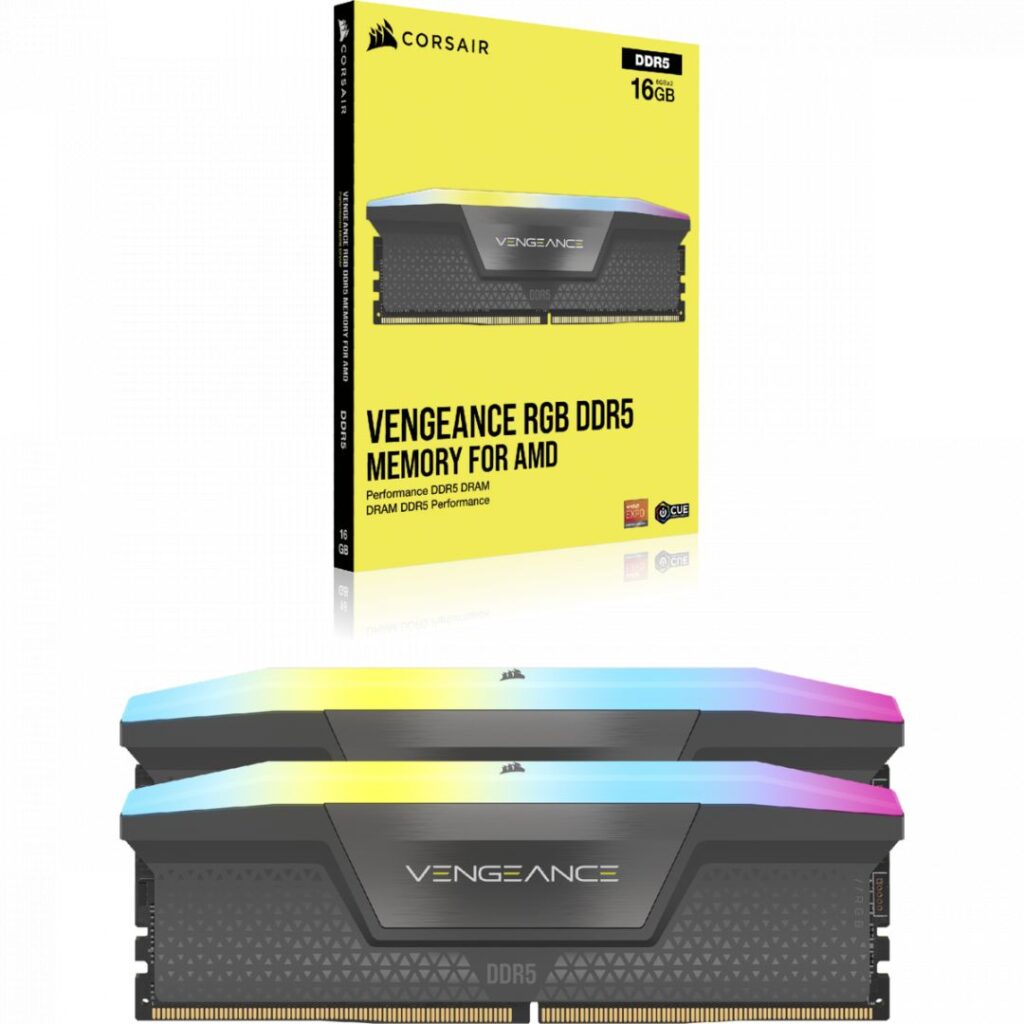 Corsair 32GB DDR5 5200MHz Kit(2x16GB) Vengeance RGB AMD Expo Black - Image 2
