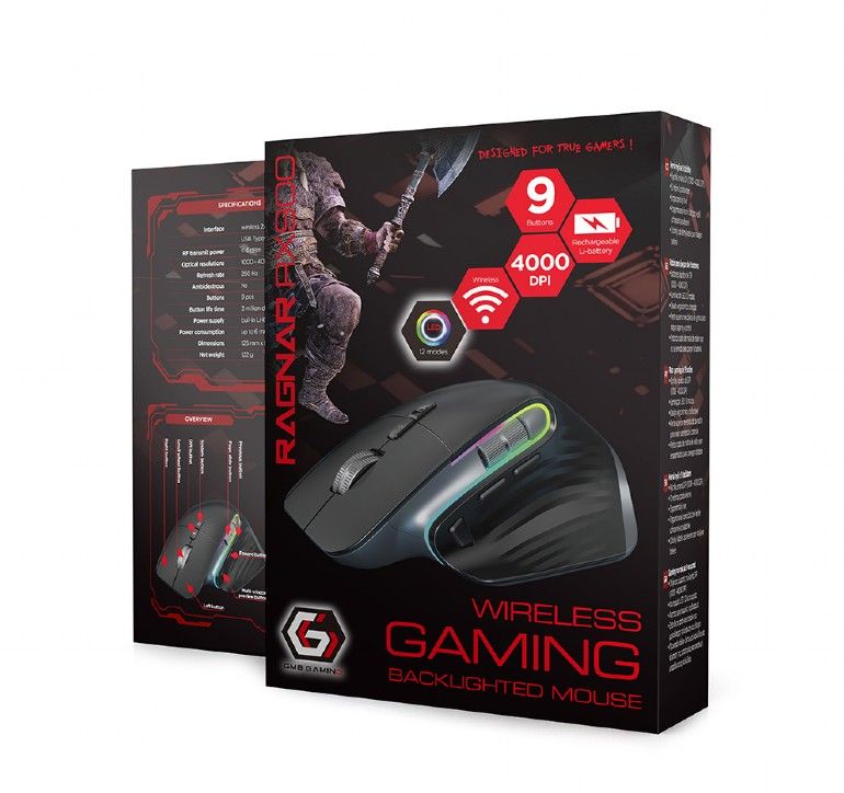 Gembird 9-Button Rechargeable Wireless RGB Gaming Mouse Black - Image 7