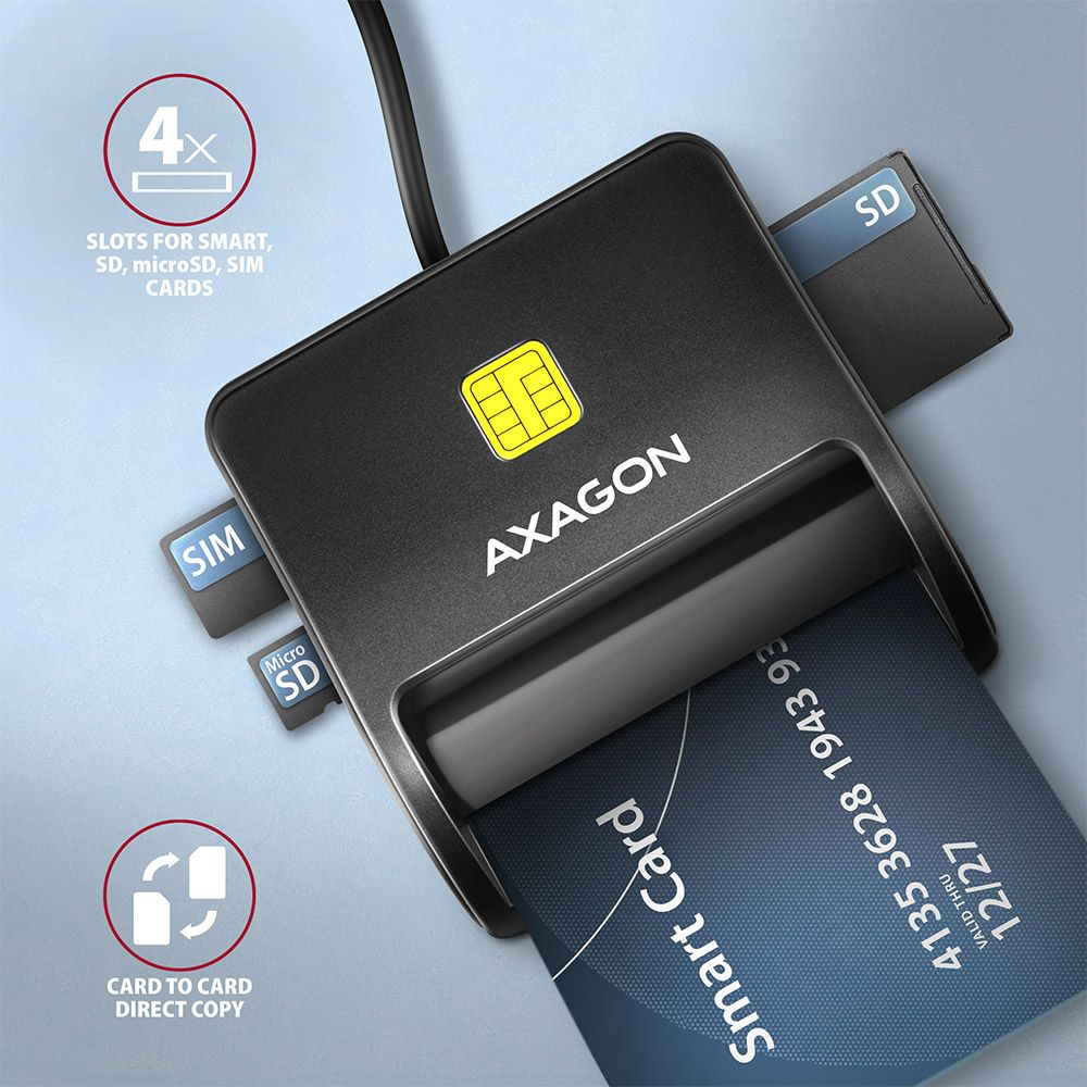 AXAGON CRE-SM3SD Smart Card Flatreader Black - Image 4