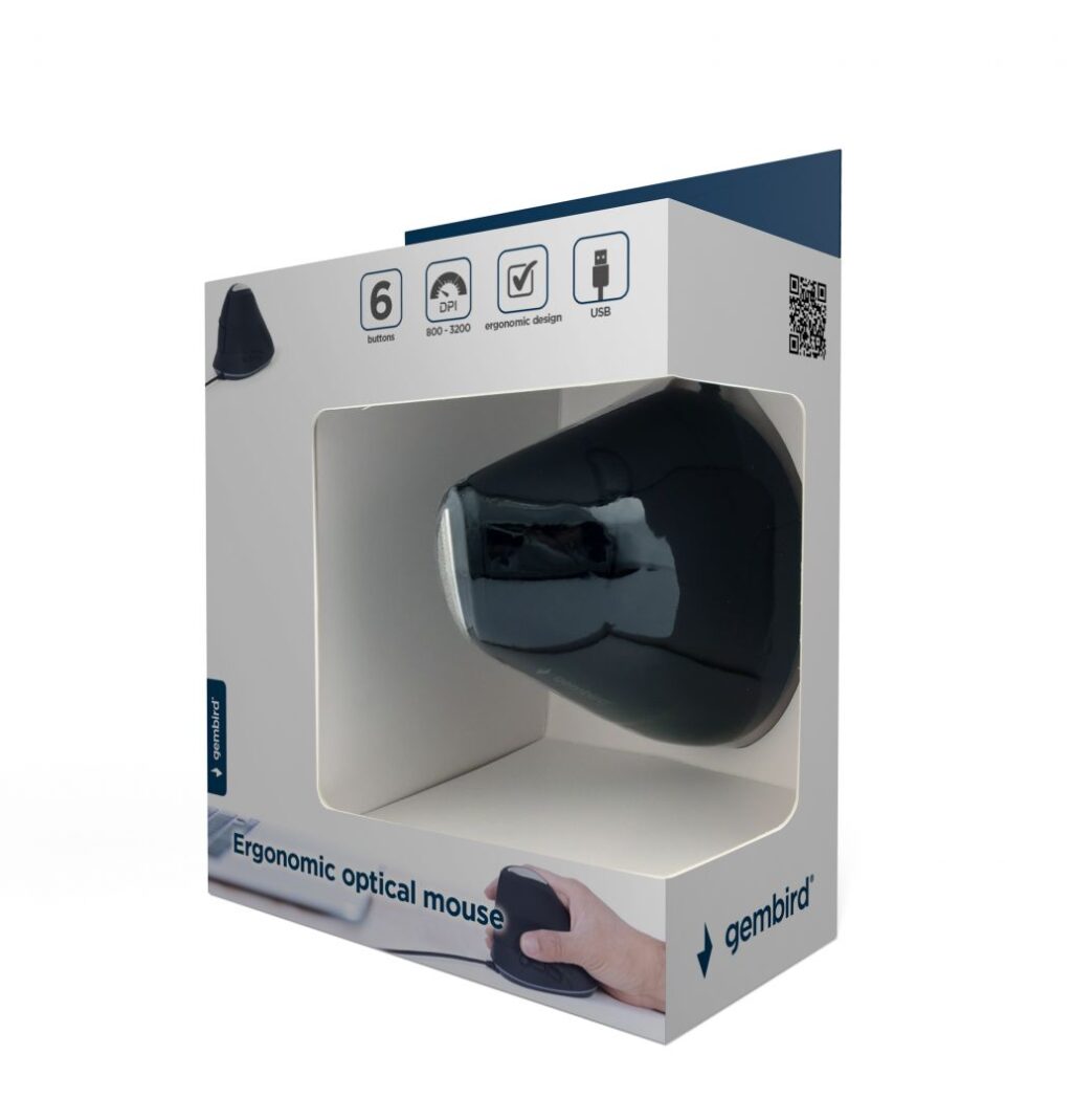 Gembird MUS-ERGO-03 Ergonomic mouse Space Gray - Image 8