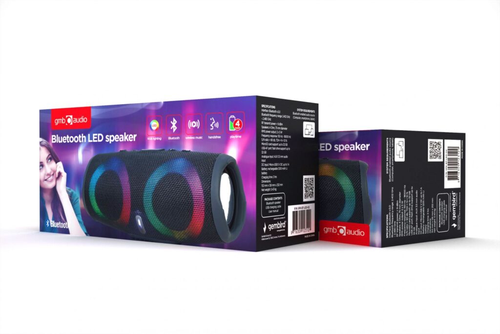 Gembird SPK-BT-LED-02 Bluetooth LED Speaker Black - Image 5