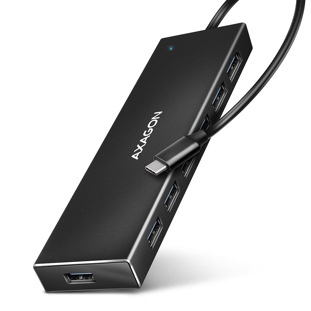 axagon-hue-f7c-superspeed-usb-c-flat-charging-hub-black_1.jpg AXAGON HUE-F7C SuperSpeed USB-C FLAT CHARGING HUB Black - Image 1