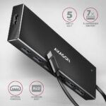 AXAGON HUE-F7C SuperSpeed USB-C FLAT CHARGING HUB Black - Image 2