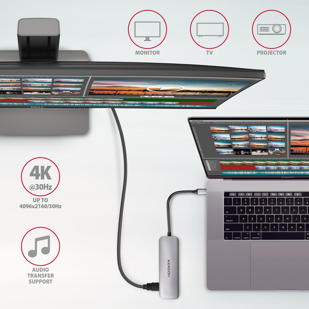AXAGON HMC-HCR3A SuperSpeed USB-C COMBO 5in1 hub Grey - Image 4