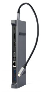 Gembird A-CM-COMBO9-02 USB Type-C 9-in-1 Multi-Port Adapter Space Grey - Image 2