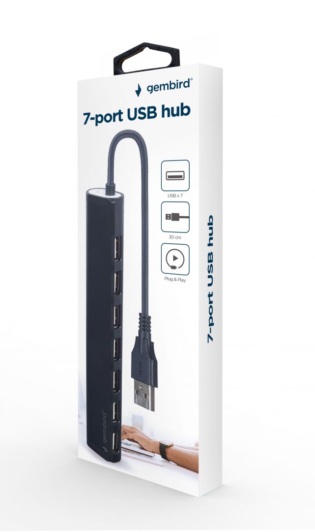 Gembird UHB-U2P7-04 USB2.0 7-port Hub Black - Image 3