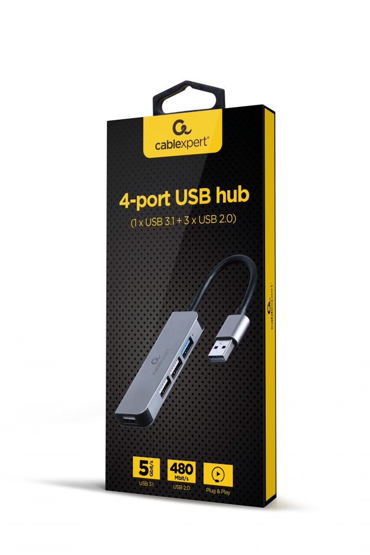 Gembird UHB-U3P1U2P3-01 4-port 1xUSB3.1 + 3xUSB2.0 Aluminium - Image 2