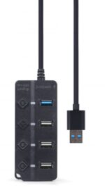 Gembird UHB-U3P1U2P3P-01 4-portos 1xUSB3.1 + 3xUSB2.0 HUB Black - Image 2