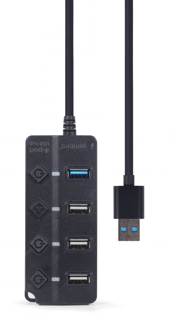 Gembird UHB-U3P1U2P3P-01 4-portos 1xUSB3.1 + 3xUSB2.0 HUB Black - Image 2