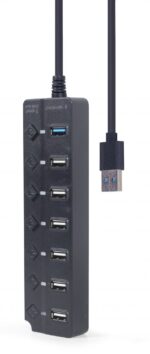 Gembird UHB-U3P1U2P6P-01 7-portos 1xUSB3.1 + 6xUSB2.0 HUB Black - Image 4