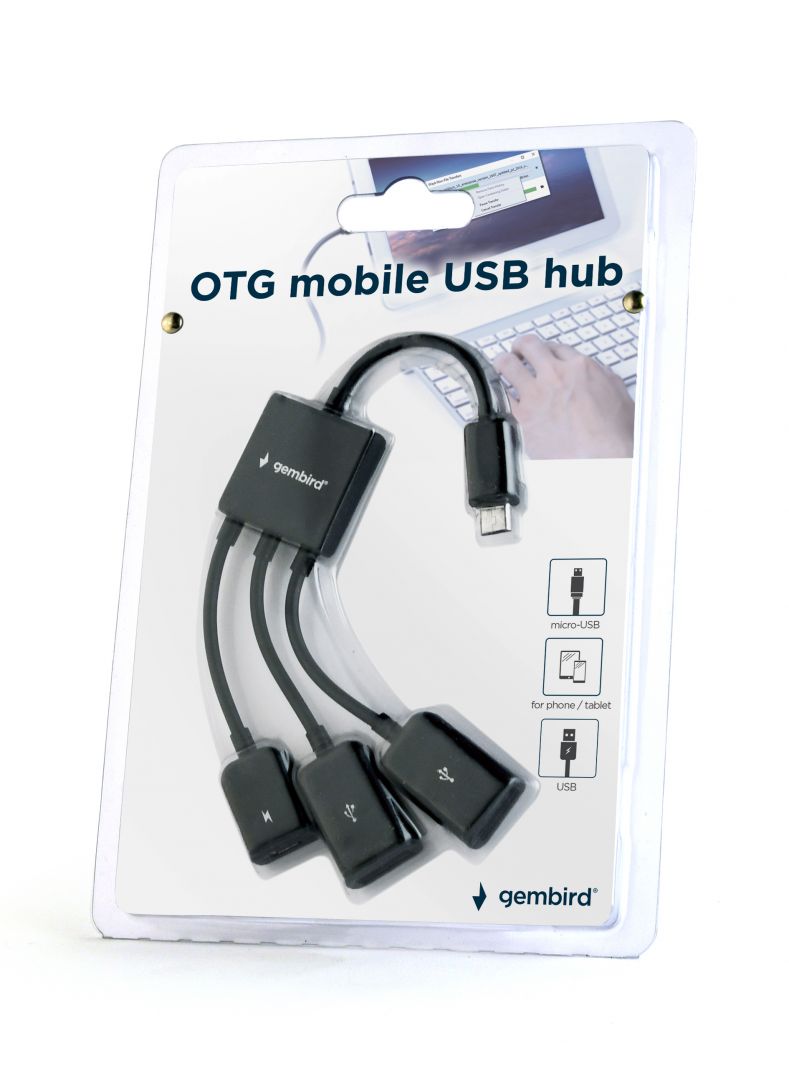 Gembird UHB-OTG-02 OTG 3-portos USB2.0 HUB Black - Image 2