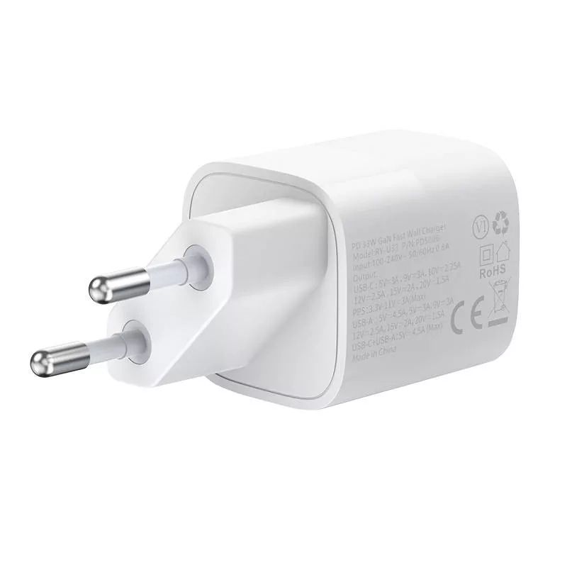 choetech-pd33w-type-c-usb-eu-wall-charger-white_2.jpg Choetech  PD5006W PD33W Type-C + USB EU Wall Charger White - Image 2