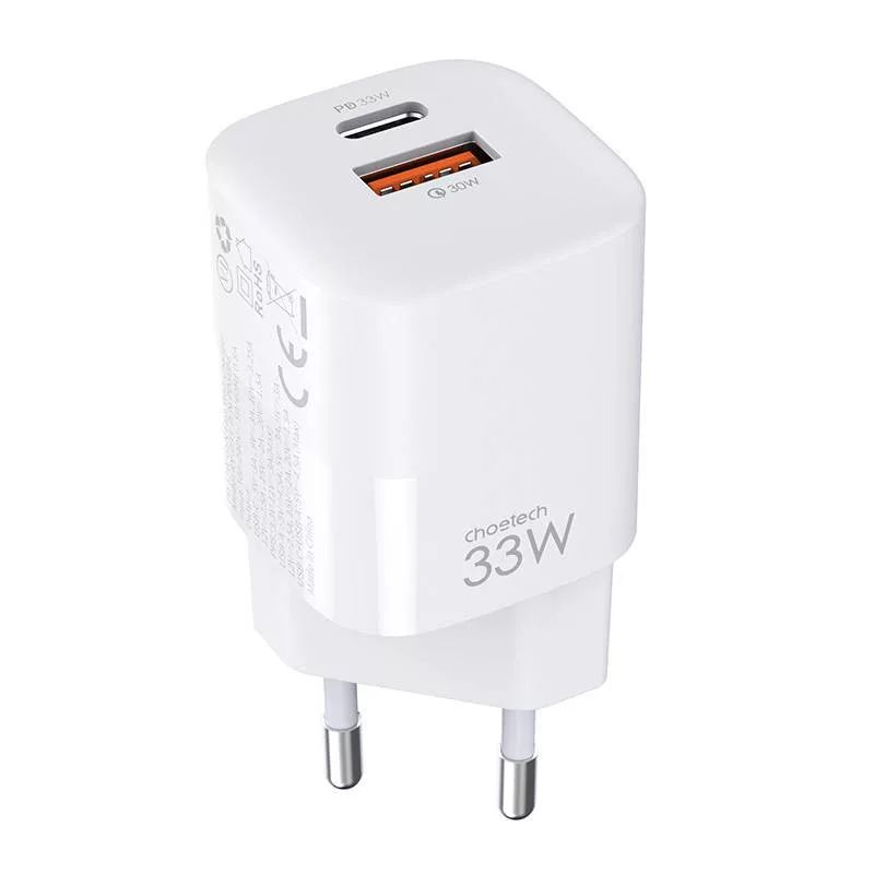 choetech-pd33w-type-c-usb-eu-wall-charger-white_3.jpg Choetech  PD5006W PD33W Type-C + USB EU Wall Charger White - Image 3