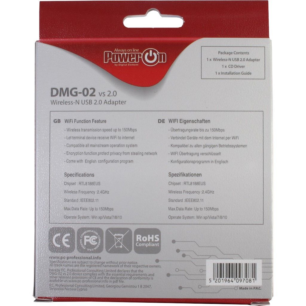 PowerON DMG-02 Wi-Fi 4 USB Nano Adapter - Image 5
