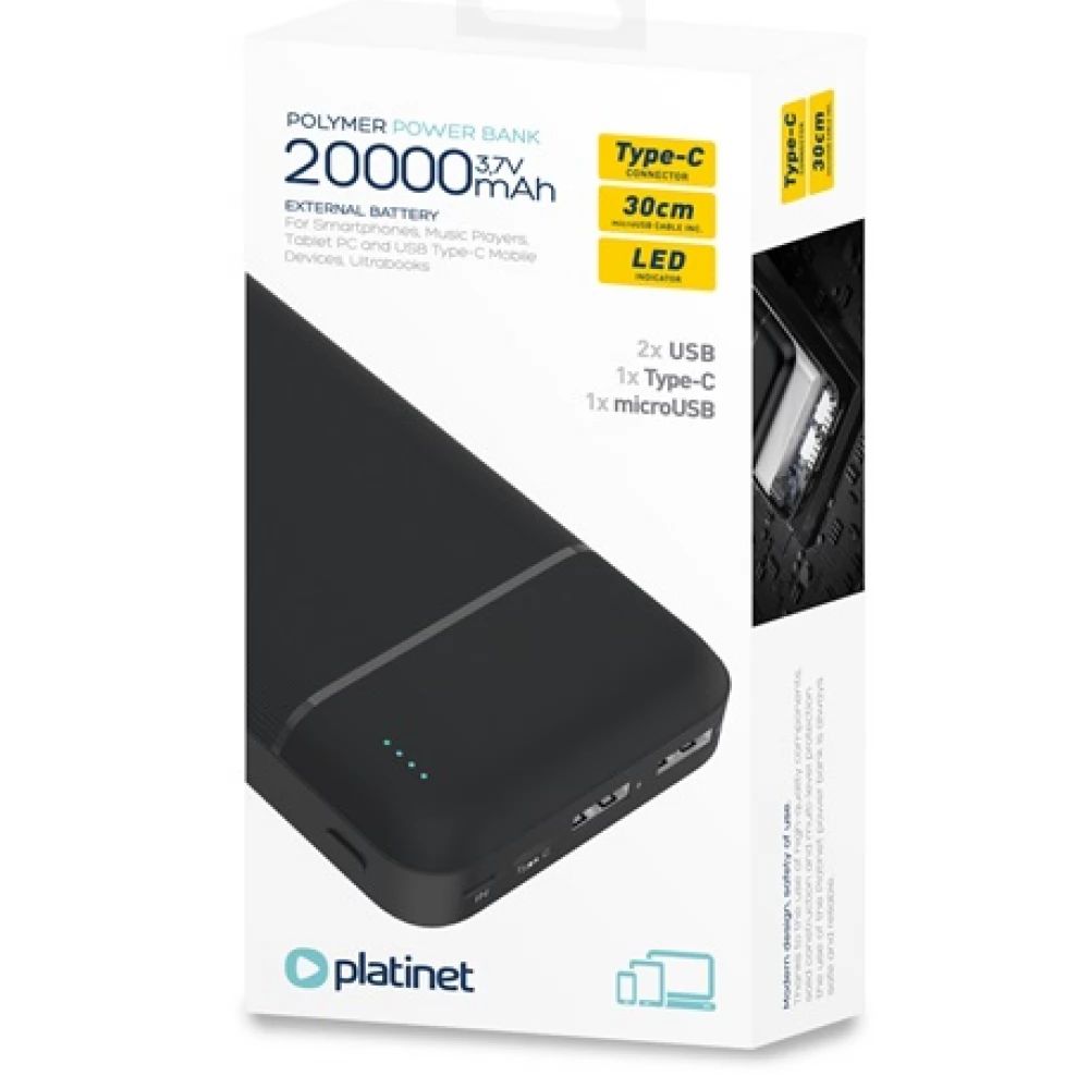 Platinet PMPB20W706B 20000mAh PowerBank Black - Image 2