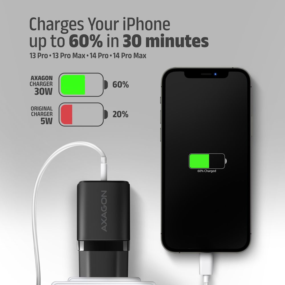 AXAGON ACU-PQ30 PD & QC Wall Charger 30W Black - Image 7