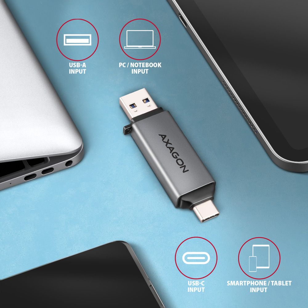 AXAGON CRE-DAC SuperSpeed USB-C + USB-A Card Reader - Image 4