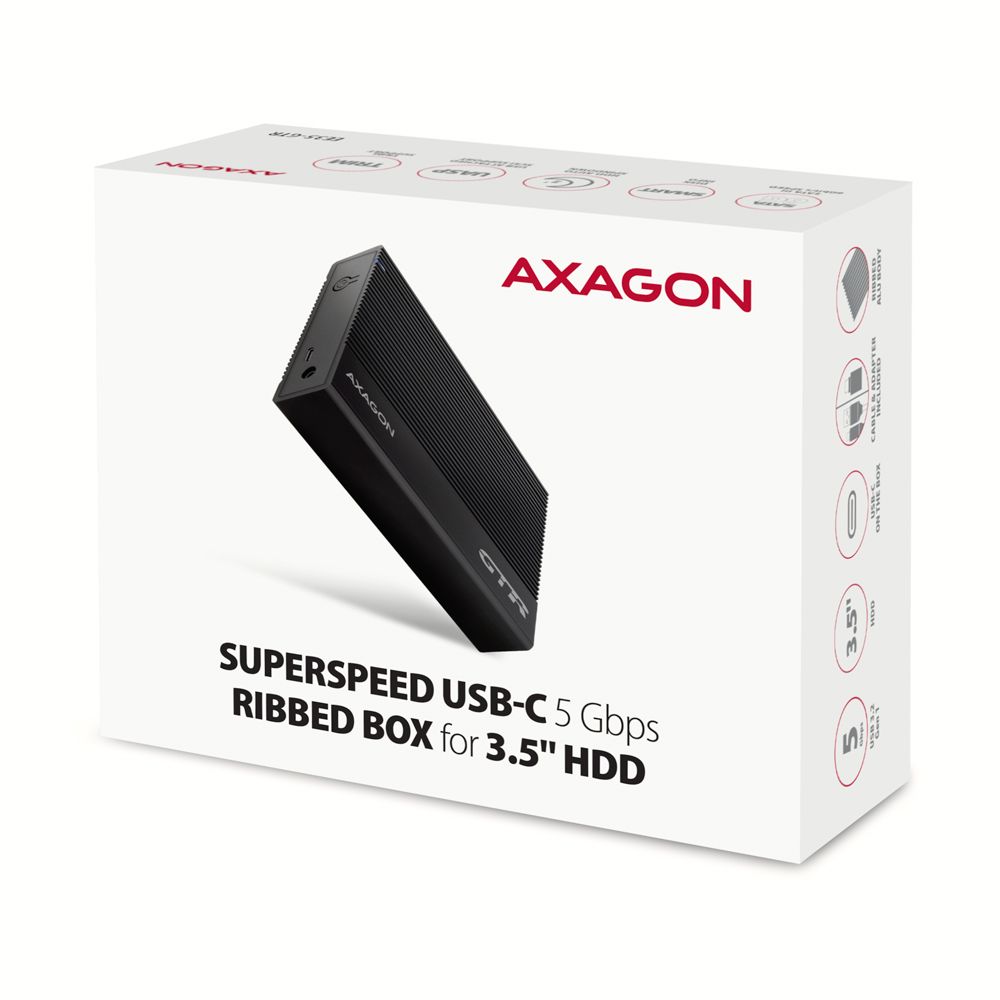 Axagon EE35-GTR USB-C 3.2 Gen 1 SATA 6G 3,5" fekete HDD/SSD ház - Image 9