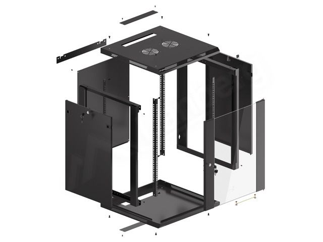 Lanberg 19" 15U Falra szerelhető Rackszekrény Black - Image 11