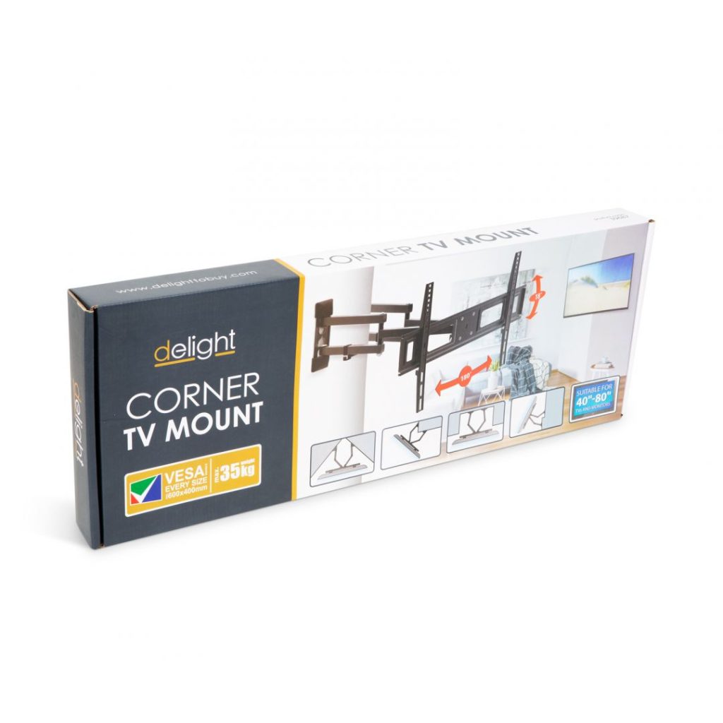Delight TV Fali tartókonzol sarkokhoz 40-80" Black - Image 5