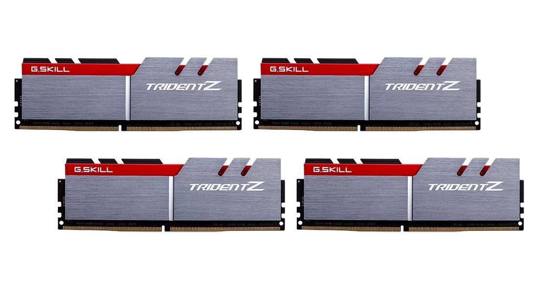 g.skill-16gb-ddr4-3200mhz-kit-4x4gb-trident-z-silver-red_1.jpg G.SKILL 16GB DDR4 3200MHz Kit(4x4GB) Trident Z Silver/Red - Image 1