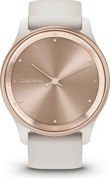 Garmin Vivomove Trend Peach Gold Stainless Steel Bezel with Ivory Case and Silicone Band - Image 2