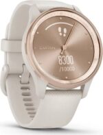 Garmin Vivomove Trend Peach Gold Stainless Steel Bezel with Ivory Case and Silicone Band - Image 3