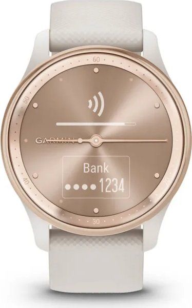Garmin Vivomove Trend Peach Gold Stainless Steel Bezel with Ivory Case and Silicone Band - Image 4
