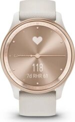 Garmin Vivomove Trend Peach Gold Stainless Steel Bezel with Ivory Case and Silicone Band - Image 6