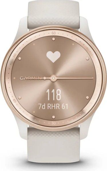 Garmin Vivomove Trend Peach Gold Stainless Steel Bezel with Ivory Case and Silicone Band - Image 6
