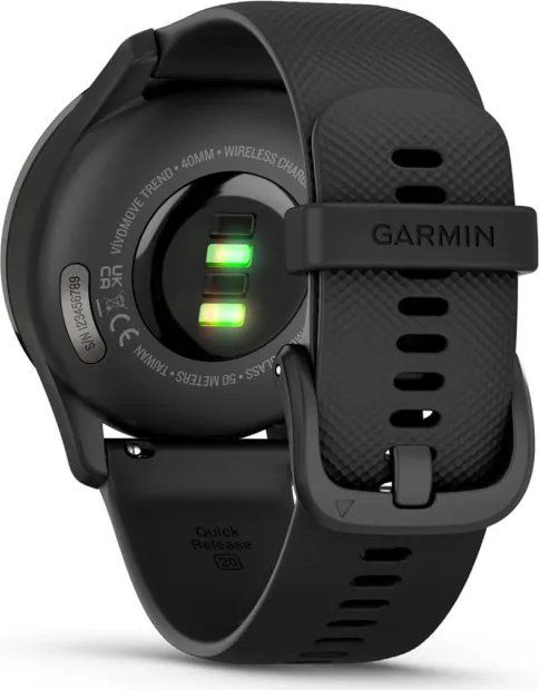 Garmin Vivomove Trend Slate Stainless Steel Bezel with Black Case and Silicone Band - Image 6