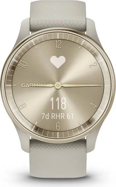 Garmin Vivomove Trend Cream Gold Stainless Steel Bezel with French Gray Case and Silicone Band - Image 8