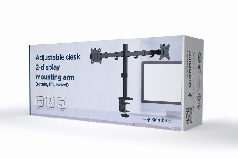 gembird-ma-d2-01-adjustable-desk-2-display-mounting-arm-17-32-black_3.jpg Gembird MA-D2-01 Adjustable Desk 2-Display Mounting Arm 17”-32” Black - Image 3